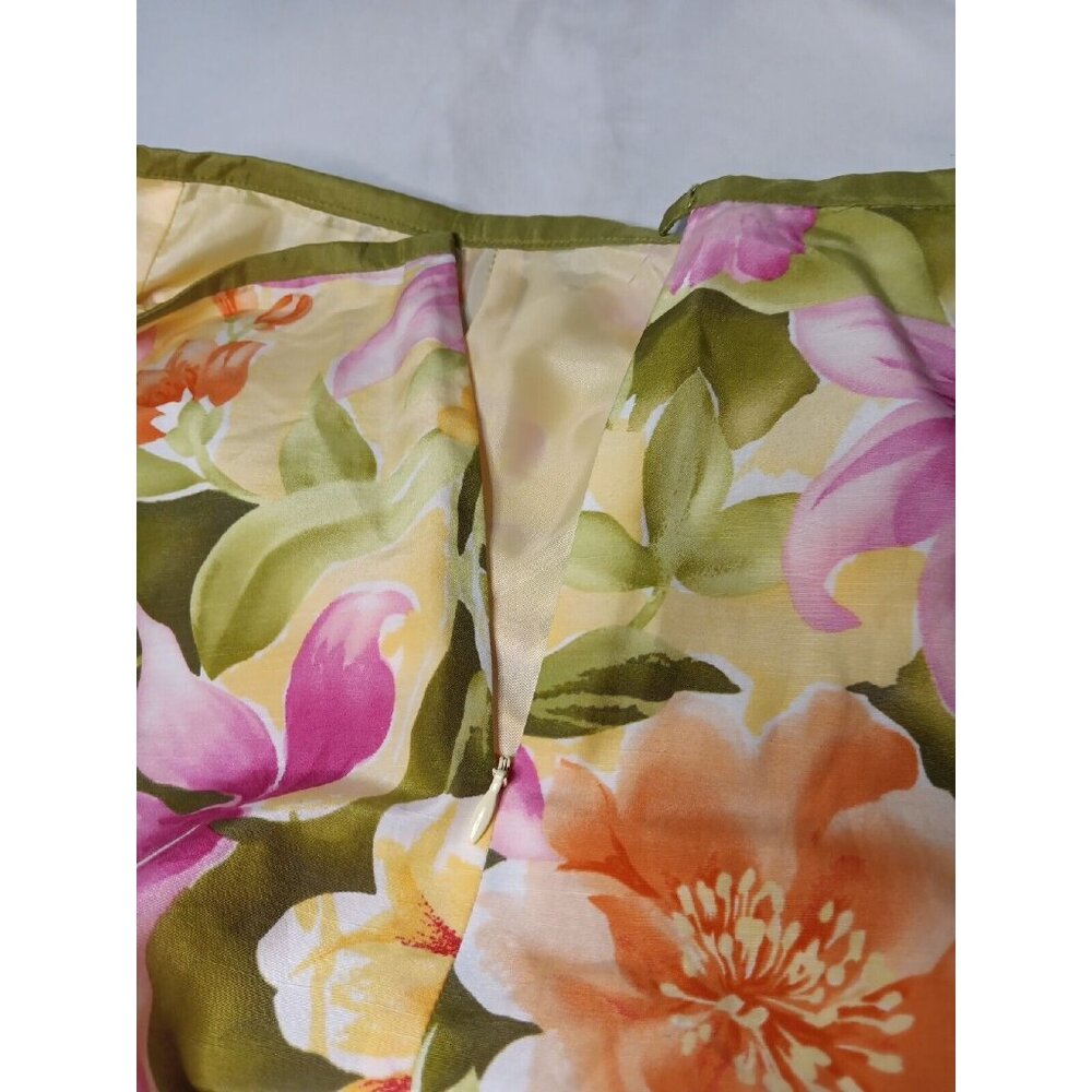 Talbots Floral Skirt Women's 6 Yellow A-Line Silk Blend Knee Length Lined Zip - Picture 5 of 6